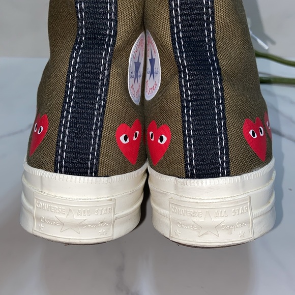 CONVERSE X COMME DES GARCONS PLAY CTAS 70 High Multi Heart  162973C Size Wo’s 5 - Picture 11 of 17
